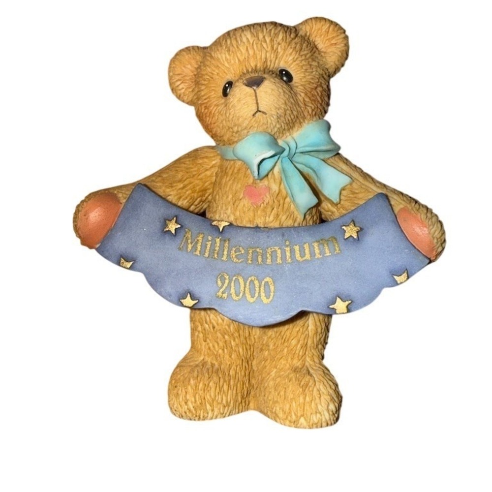 Cherished Teddies Millennium 2000 Teddy Bear Figurine Beige 3.5in 1999
